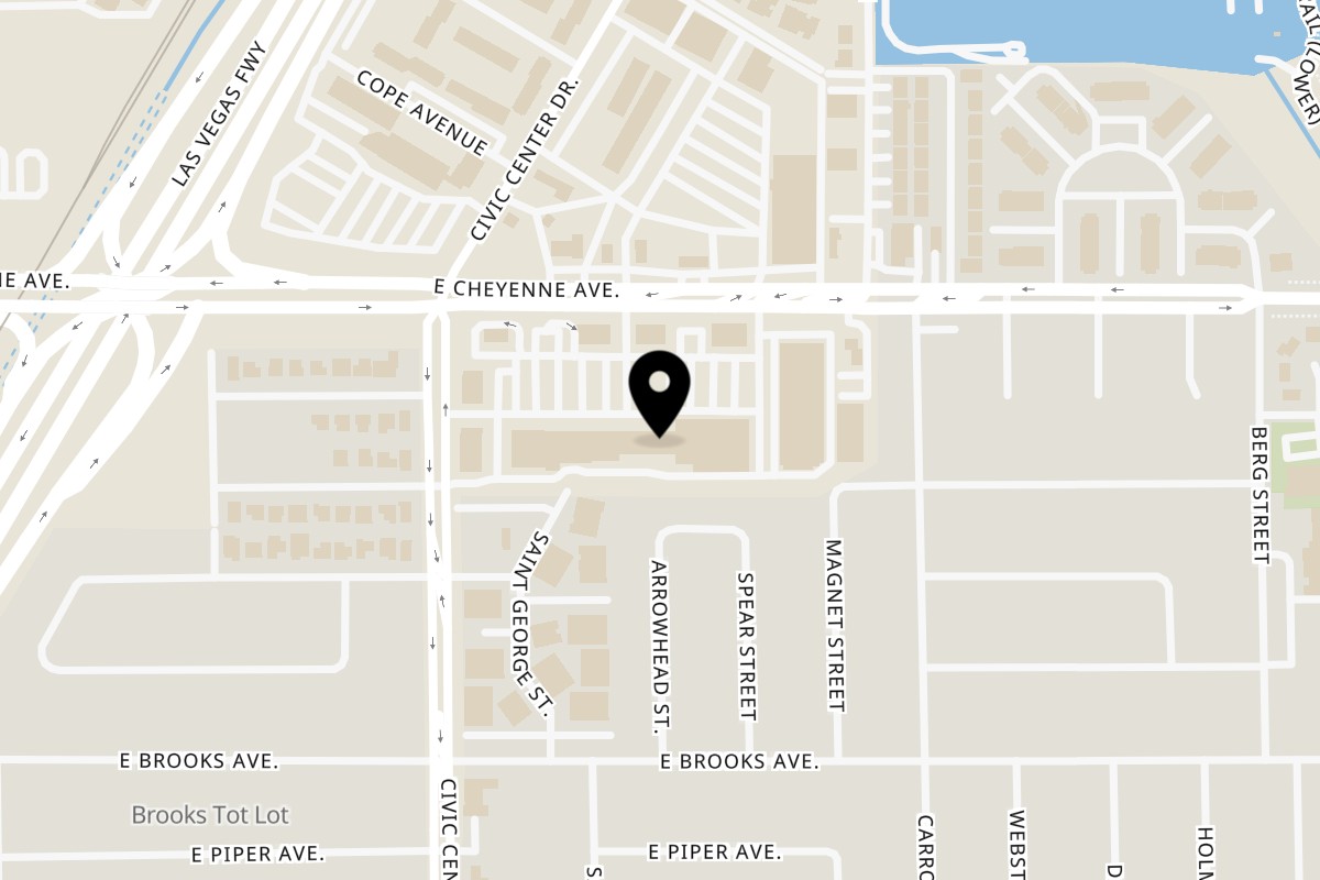 Map showing the location of Yama Sushi Cheyenne on 2235 E Cheyenne Ave #190 in North Las Vegas